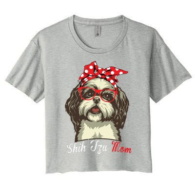 Funny Shih Tzu Mom For Shih Tzu Dog Lovers Premium Women's Crop Top Tee