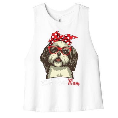 Funny Shih Tzu Mom For Shih Tzu Dog Lovers Premium Women's Racerback Cropped Tank