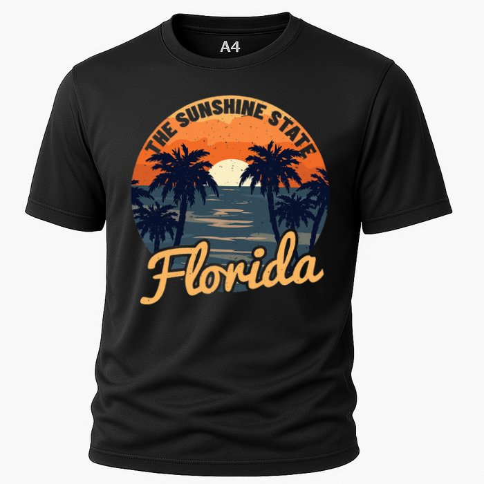 Florida Sunset Throwback Design Classic Cooling Performance Crew T-Shirt