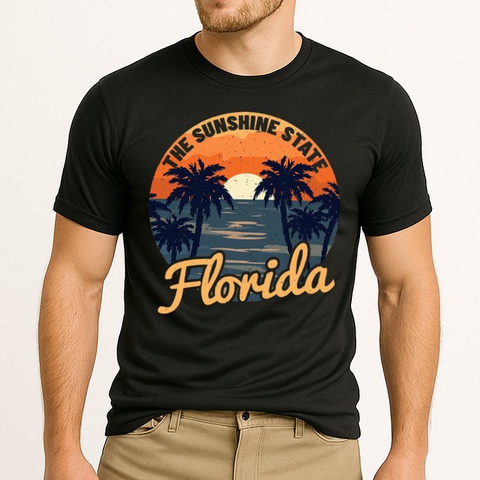 Florida Sunset Throwback Design Classic Cooling Performance Crew T-Shirt