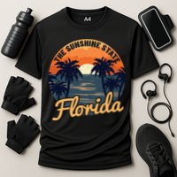 Florida Sunset Throwback Design Classic Cooling Performance Crew T-Shirt