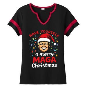 Funny Santa Trump Have Yourself A Merry Maga Christmas Xmas Ladies Halftime Notch Neck Tee