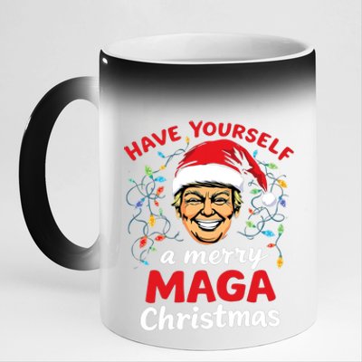 Funny Santa Trump Have Yourself A Merry Maga Christmas Xmas 11oz Black Color Changing Mug