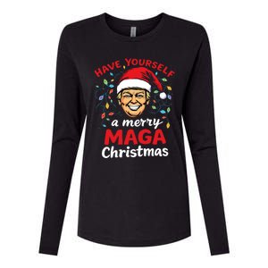 Funny Santa Trump Have Yourself A Merry Maga Christmas Xmas Womens Cotton Relaxed Long Sleeve T-Shirt