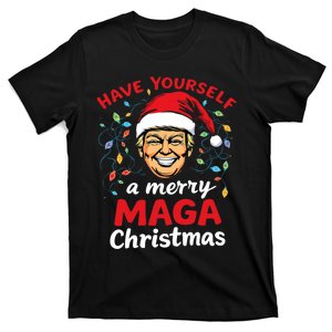 Funny Santa Trump Have Yourself A Merry Maga Christmas Xmas T-Shirt