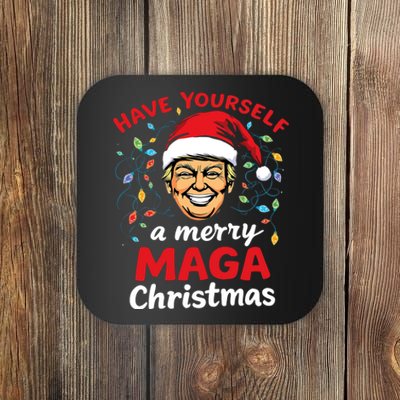 Funny Santa Trump Have Yourself A Merry Maga Christmas Xmas Coaster