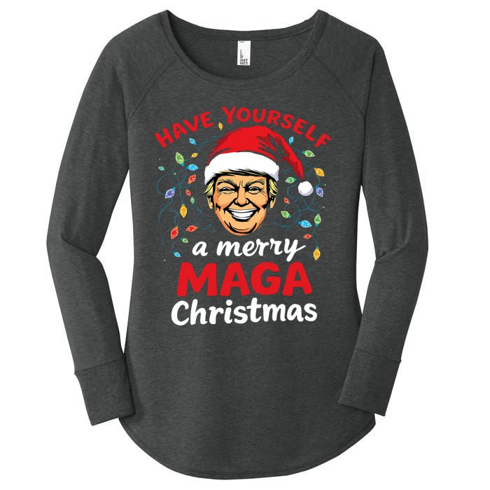 Funny Santa Trump Have Yourself A Merry Maga Christmas Xmas Women's Perfect Tri Tunic Long Sleeve Shirt