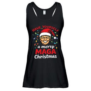 Funny Santa Trump Have Yourself A Merry Maga Christmas Xmas Ladies Essential Flowy Tank