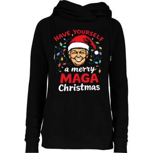 Funny Santa Trump Have Yourself A Merry Maga Christmas Xmas Womens Funnel Neck Pullover Hood