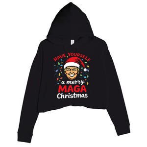 Funny Santa Trump Have Yourself A Merry Maga Christmas Xmas Crop Fleece Hoodie