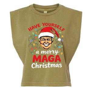 Funny Santa Trump Have Yourself A Merry Maga Christmas Xmas Garment-Dyed Women's Muscle Tee