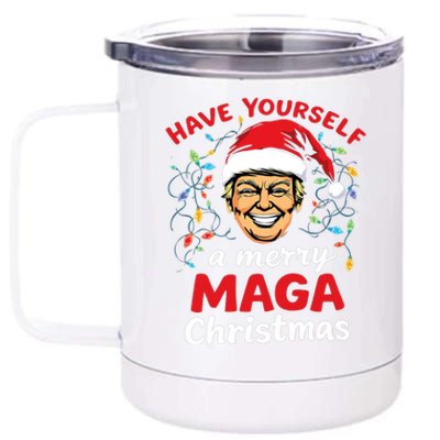 Funny Santa Trump Have Yourself A Merry Maga Christmas Xmas 12 oz Stainless Steel Tumbler Cup