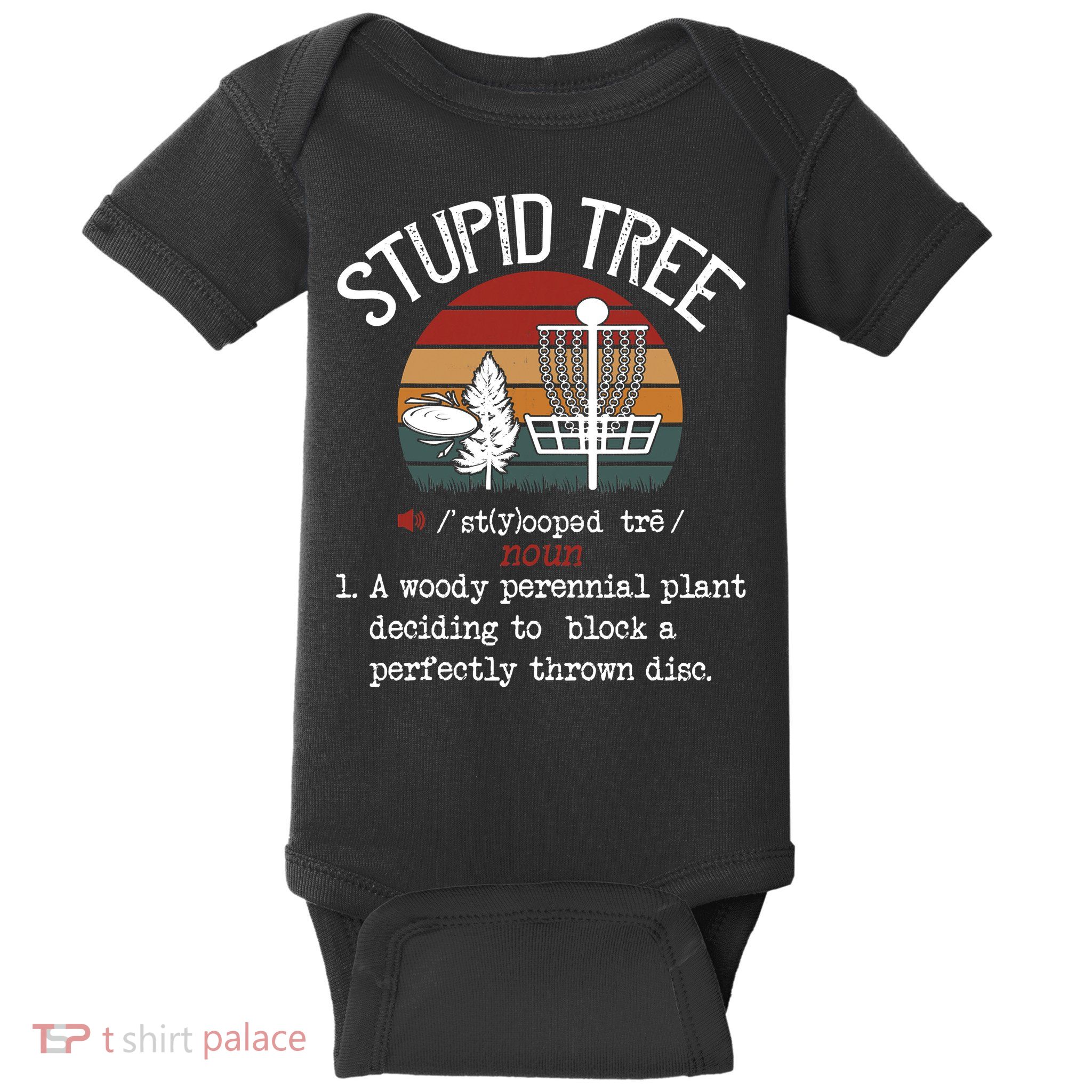 Funny Stupid Tree Disc Golf Frisbee Vintage Baby Bodysuit