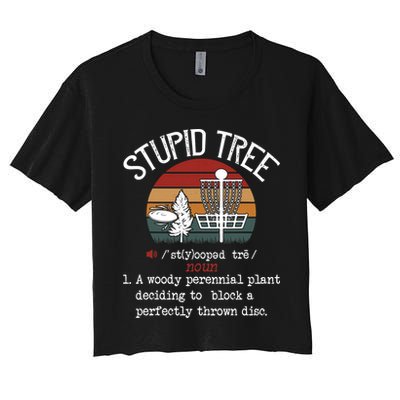 Funny Stupid Tree Disc Golf Frisbee Vintage Crop Top