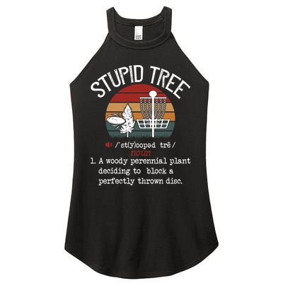 Funny Stupid Tree Disc Golf Frisbee Vintage Women's Perfect Tri Rocker Tank