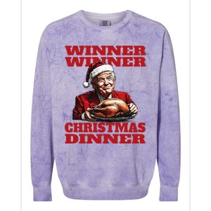 Funny Santa Trump Winner Winner Christmas Dinner Xmas Colorblast Crewneck Sweatshirt