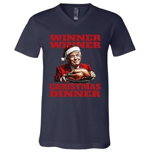 Funny Santa Trump Winner Winner Christmas Dinner Xmas V-Neck T-Shirt