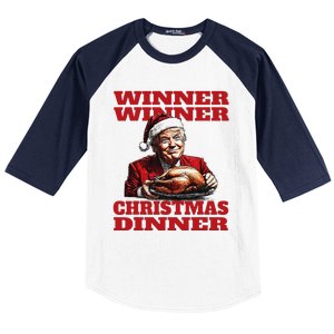 Funny Santa Trump Winner Winner Christmas Dinner Xmas Baseball Sleeve Shirt