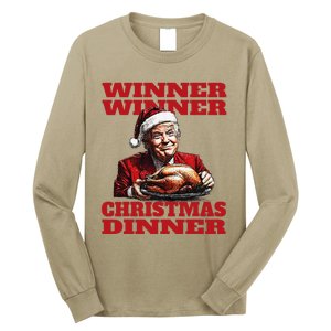 Funny Santa Trump Winner Winner Christmas Dinner Xmas Long Sleeve Shirt