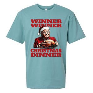 Funny Santa Trump Winner Winner Christmas Dinner Xmas Sueded Cloud Jersey T-Shirt