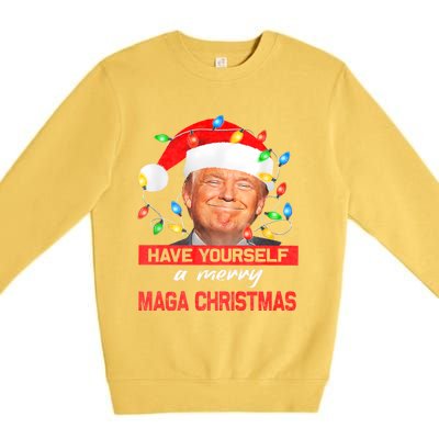 Funny Santa Trump Have Yourself A Merry Maga Christmas Xmas Premium Crewneck Sweatshirt