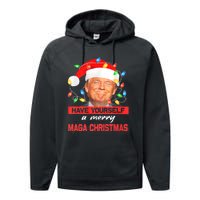 Funny Santa Trump Have Yourself A Merry Maga Christmas Xmas Performance Fleece Hoodie