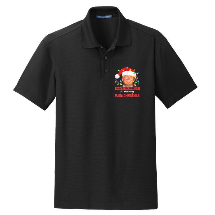 Funny Santa Trump Have Yourself A Merry Maga Christmas Xmas Dry Zone Grid Polo