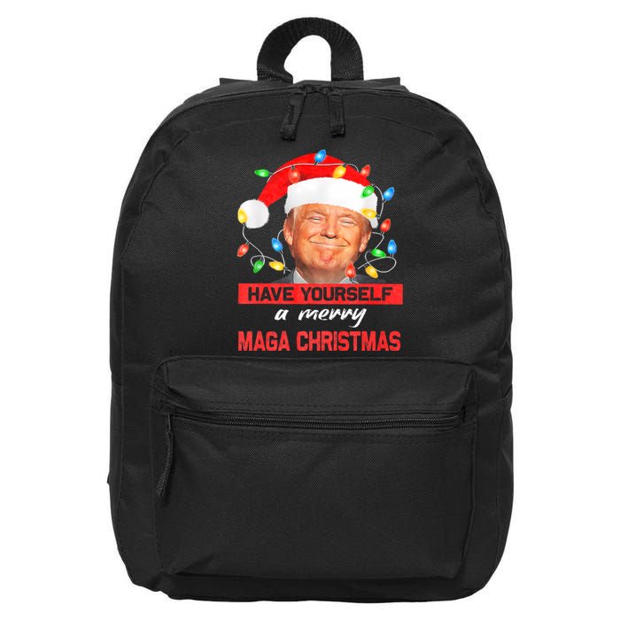 Funny Santa Trump Have Yourself A Merry Maga Christmas Xmas 16 in Basic Backpack