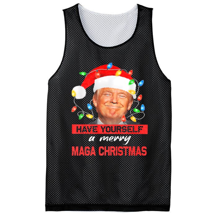 Funny Santa Trump Have Yourself A Merry Maga Christmas Xmas Mesh Reversible Basketball Jersey Tank