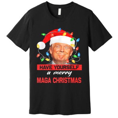 Funny Santa Trump Have Yourself A Merry Maga Christmas Xmas Premium T-Shirt