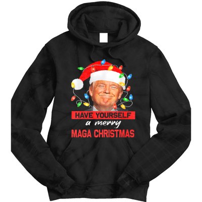 Funny Santa Trump Have Yourself A Merry Maga Christmas Xmas Tie Dye Hoodie