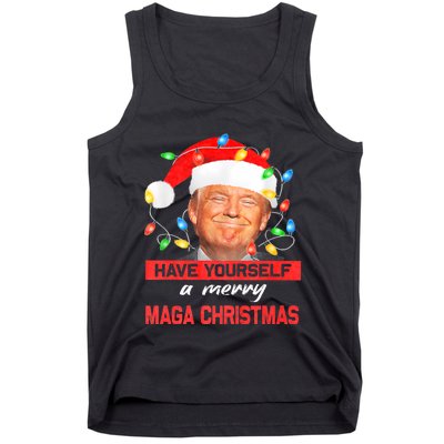 Funny Santa Trump Have Yourself A Merry Maga Christmas Xmas Tank Top