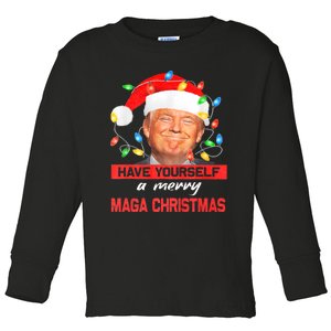 Funny Santa Trump Have Yourself A Merry Maga Christmas Xmas Toddler Long Sleeve Shirt