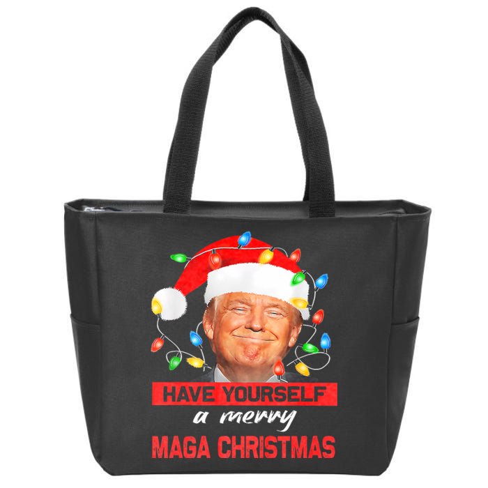 Funny Santa Trump Have Yourself A Merry Maga Christmas Xmas Zip Tote Bag