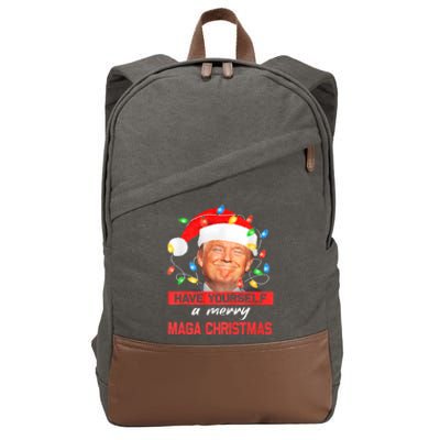 Funny Santa Trump Have Yourself A Merry Maga Christmas Xmas Cotton Canvas Backpack