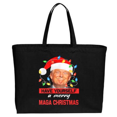 Funny Santa Trump Have Yourself A Merry Maga Christmas Xmas Cotton Canvas Jumbo Tote