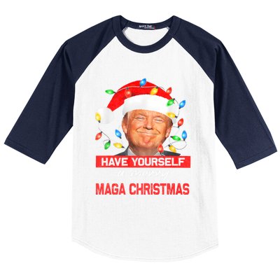 Funny Santa Trump Have Yourself A Merry Maga Christmas Xmas Baseball Sleeve Shirt