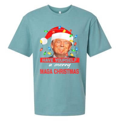 Funny Santa Trump Have Yourself A Merry Maga Christmas Xmas Sueded Cloud Jersey T-Shirt