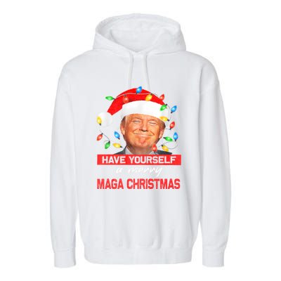 Funny Santa Trump Have Yourself A Merry Maga Christmas Xmas Garment-Dyed Fleece Hoodie