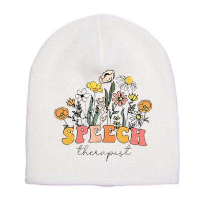 Floral Speech Therapy Speech Language Pathologist Therapist Short Acrylic Beanie