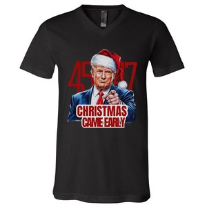 Funny Santa Trump Christmas Came Early 47th President Xmas V-Neck T-Shirt