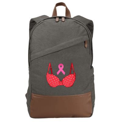 Funny Save The Tatas Pink Ribbon Breast Cancer Awareness Gift Cotton Canvas Backpack