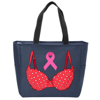 Funny Save The Tatas Pink Ribbon Breast Cancer Awareness Gift Zip Tote Bag