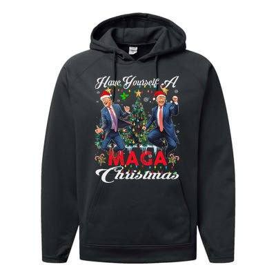 Funny Santa Trump Have Yourself A Merry Maga Christmas Xmas Performance Fleece Hoodie