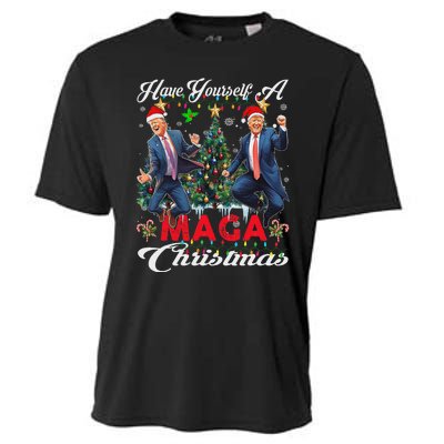 Funny Santa Trump Have Yourself A Merry Maga Christmas Xmas Cooling Performance Crew T-Shirt