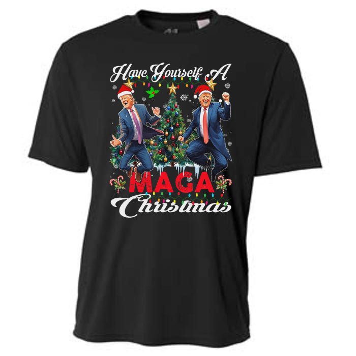 Funny Santa Trump Have Yourself A Merry Maga Christmas Xmas Cooling Performance Crew T-Shirt