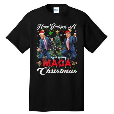 Funny Santa Trump Have Yourself A Merry Maga Christmas Xmas Tall T-Shirt