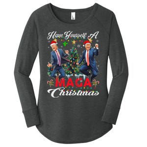 Funny Santa Trump Have Yourself A Merry Maga Christmas Xmas Women's Perfect Tri Tunic Long Sleeve Shirt