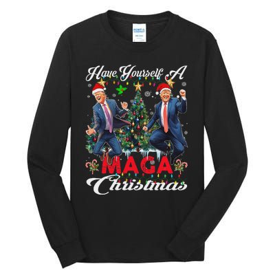 Funny Santa Trump Have Yourself A Merry Maga Christmas Xmas Tall Long Sleeve T-Shirt