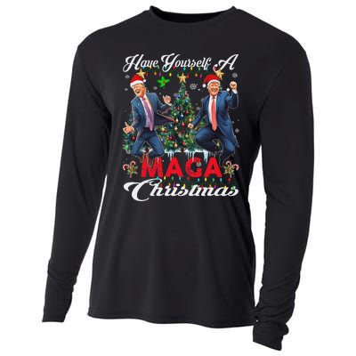 Funny Santa Trump Have Yourself A Merry Maga Christmas Xmas Cooling Performance Long Sleeve Crew